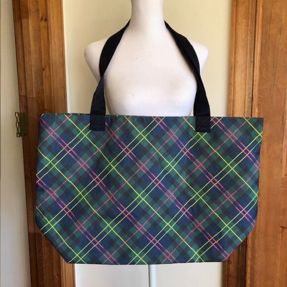 TALBOTS Tartan Plaid Extra Large Market Tote Reusable Shopping Bag - Picture 7 of 15